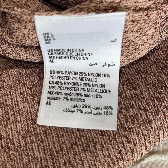 Alfani Womens Metallic Sweater Crew Neck Sequins Long Sleeve Ribbed Pink Large - Picture 5 of 7